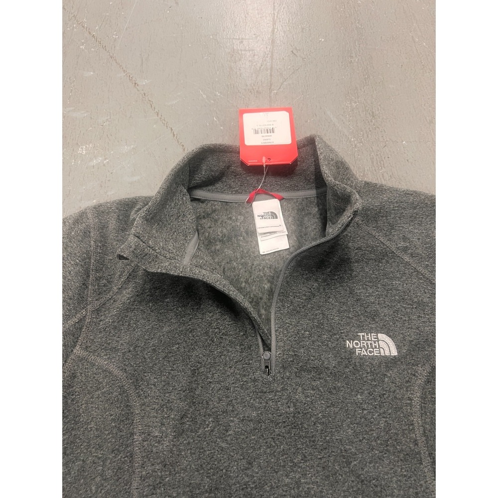 The North Face Sweater Womens Large Zinc Gray Logo 1/4 Zip Long Sleeve Outdoor - Picture 7 of 8